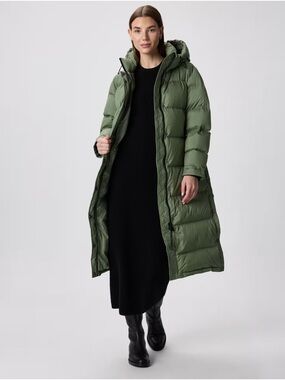 QUINCE NWT Responsible Down Quilted Puffer Hooded Long Jacket Green S Small